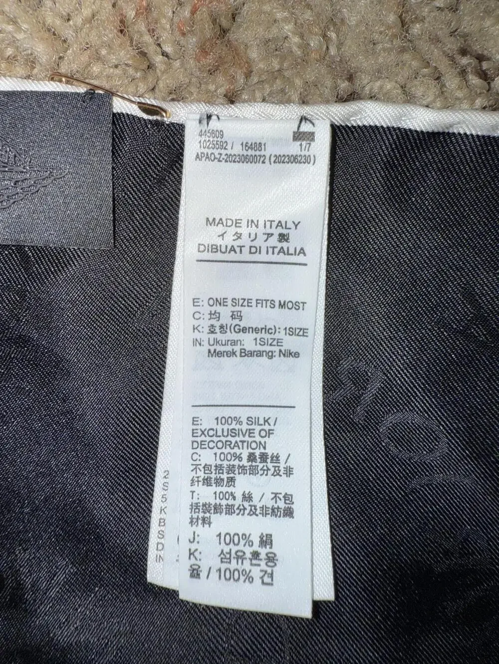 Air Jordan One Wings Silk Scarf Made in Italy 100% Silk Limited